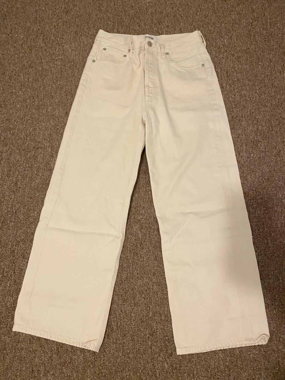 Agolde Off-White Wide Leg Jeans